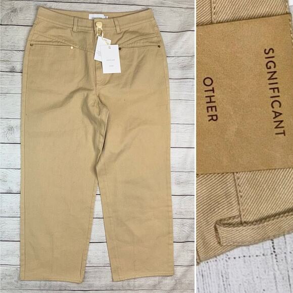 Significant Other NWT The Monty Jean High Rise Straight Leg Tan Size 10 $240 - Picture 2 of 12